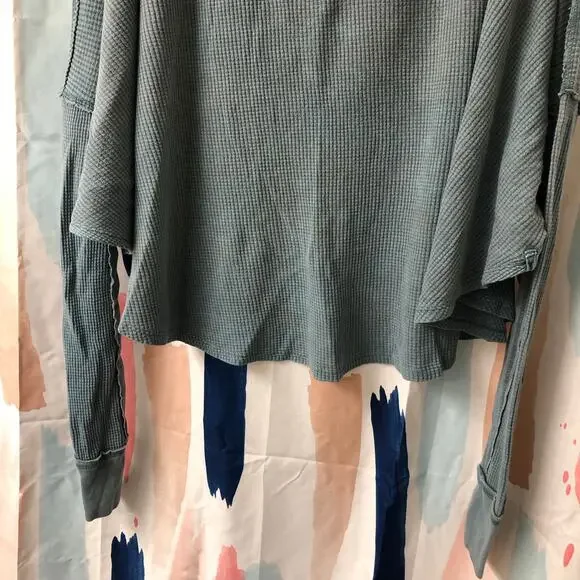 NWOT We the Free / Free People Microphone Drop Thermal Top Silver Pine Size XS - Picture 6 of 12